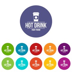 Canvas Print - Hot drink icons color set vector for any web design on white background