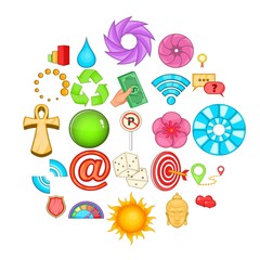 Fototapete - Signpost icons set. Cartoon set of 25 signpost vector icons for web isolated on white background