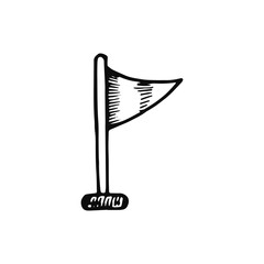 Sticker - flag icon. isolated object sketch black on white background