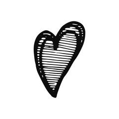 Sticker - heart icon. isolated object sketch black on white background