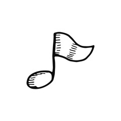 Sticker - musical note icon. isolated object sketch black on white background