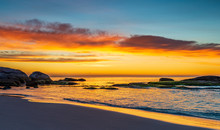 Cosy Corner, Bay Of Fires, Tasmania, Australia. Stunning Sunrise Of The Epic Location On The North East Coast Of Tasmania.