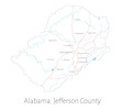 Detailed map of Jefferson county in Alabama, USA