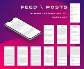Wall Mural - 10 in 1 ui kits. wireframes screens for your mobile app. gui template on the topic of team . develop