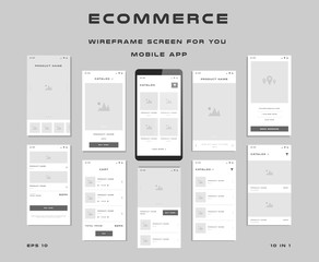 Wall Mural - 10 in 1 ui kits. wireframes screens for your mobile app. gui template on the topic of ecommerce . de