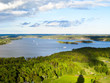 Sweden, Stockholm - May 16, 2011. Aerial view of small islands from TV tower Kaknastornet.