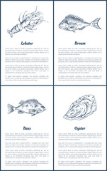 Canvas Print - Lobster and Bream Bass Set Vector Illustration