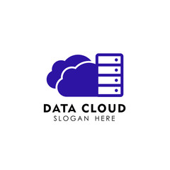 Poster - data cloud logo design template. server cloud logo design