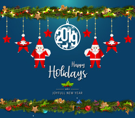 Wall Mural - happy holidays and joyful new year greeting card. happy holidays and joyful new year vector design.