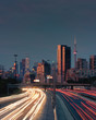 Traffic Flows into Toronto on Gardiner at Dusk