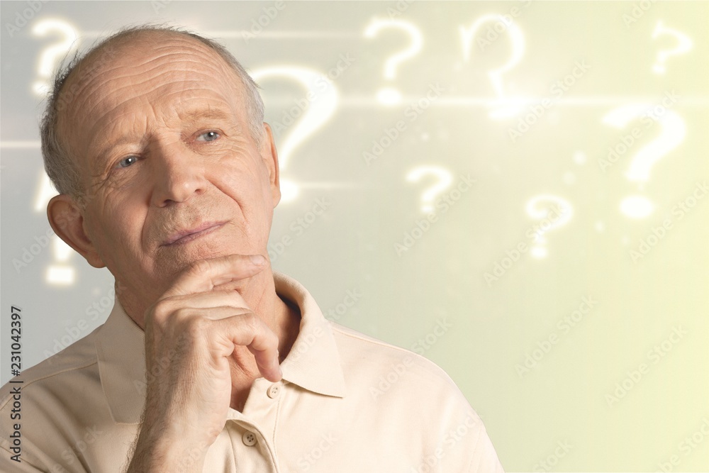 Question senior old person mark worried health Stock Photo | Adobe Stock