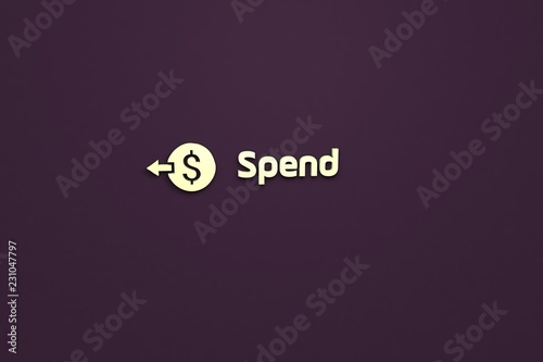 Fotografía Illustration of Spend with light-green text on violet background