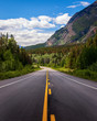 Tree-Line Mountain Road through Alberta Rocky Mountains
