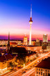 Aerial view of Berlin city skyline colorful at sunset ,Germany