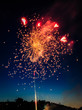 Red Firework Burst into Colorful Explosion in Night Sky