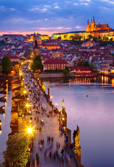 Sticker - View of Prague castle and Charles bridge