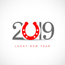Lucky New Year 2019 Minimal Greeting Card