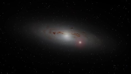 Wall Mural - Lenticular galaxy cosmic haze and dust rotating in outer space, red supernova burst. Contains public domain image by NASA