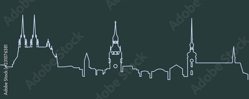 Valokuvatapetti Brno Single Line Skyline