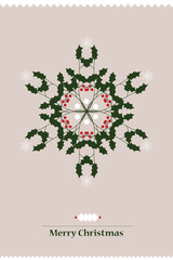 Wall Mural - Merry Christmas card with snowflake.