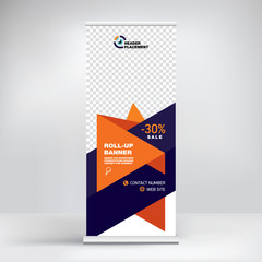 Wall Mural - roll-up banner design, background for placing advertising information. template for exhibitions, pre