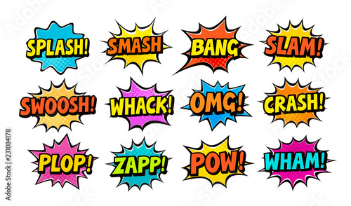 Fotomural Set of comic speech bubbles. Cartoon vector illustration