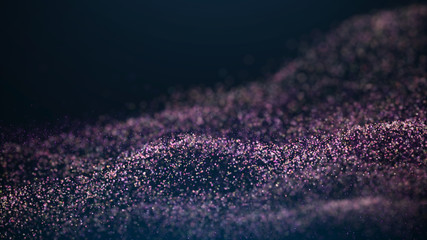 Poster - Wave Glow. Wave of particles. Wave 3d. 3d rendering. Futuristic green dots background with a dynamic wave. Abstract Big Data Visualization.