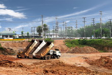 Land Reclamation For Solar Power Plants And Biomass Power Plants With Tractor And Dump Trucks.