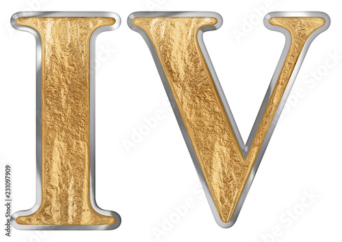 Fotografía Roman numeral IV, quattuor, 4, four, isolated on white background, 3d render