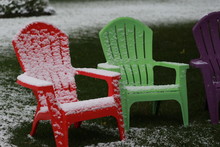 The Seasons Clash With Summer Lawn Chairs And Icy Snow
