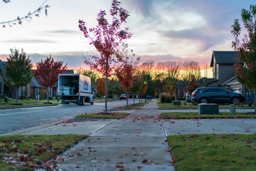 Wall Mural - Living in Residential Housing Neighborhood Street at Sunset in Bentonville Arkansas