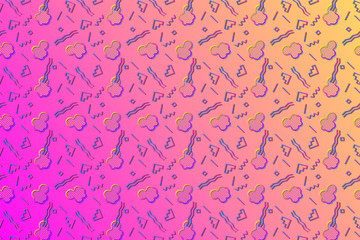 Poster - Abstract background with 80s memphis geometics style pattern and vibrant psychedelic colors