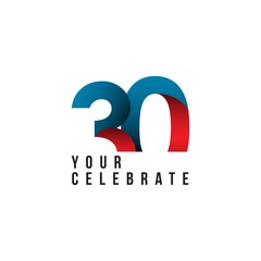 30 Year Anniversary Vector Template Design Illustration