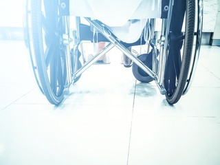 Close up of women on wheelchair in the hospital