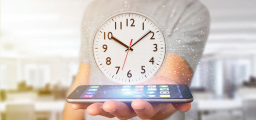 Poster - Man holding a clock timer 3d rendering