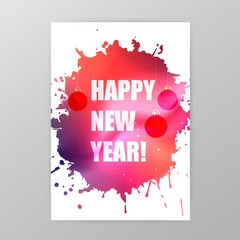 Wall Mural - Happy New Year celebration poster background vector illustration. Happy New Year lettering paint splatter promotional banner. Holiday greeting card design