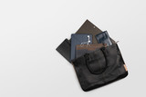Fototapeta  - Black Leather Tote Bag