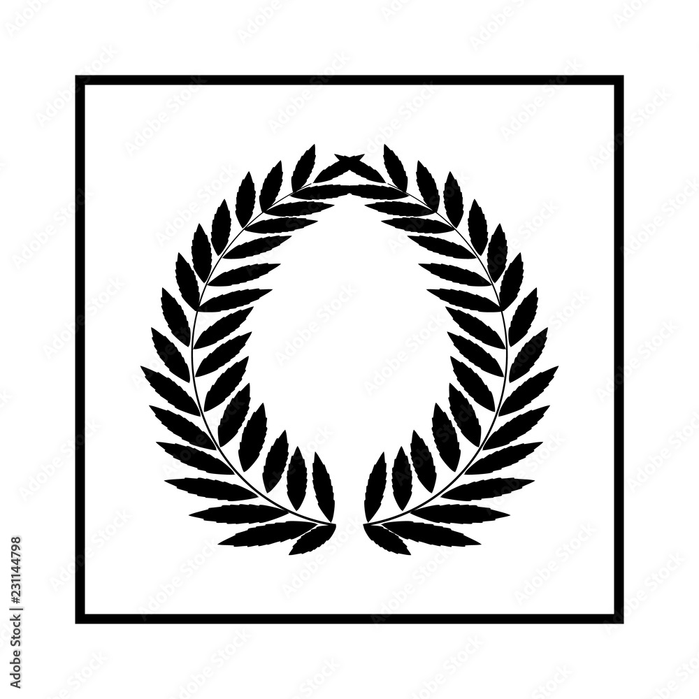 Laurel wreath black in square. Modern symbol of victory and award ...