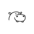 hippo logo line outline mascot character
