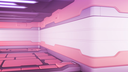 Wall Mural - 3d illustration of futuristic design spaceship interior. render