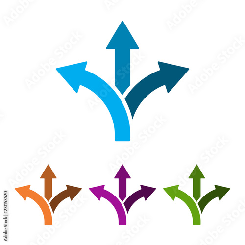 Fotomural Set of three-way direction arrows. Vector illustration.