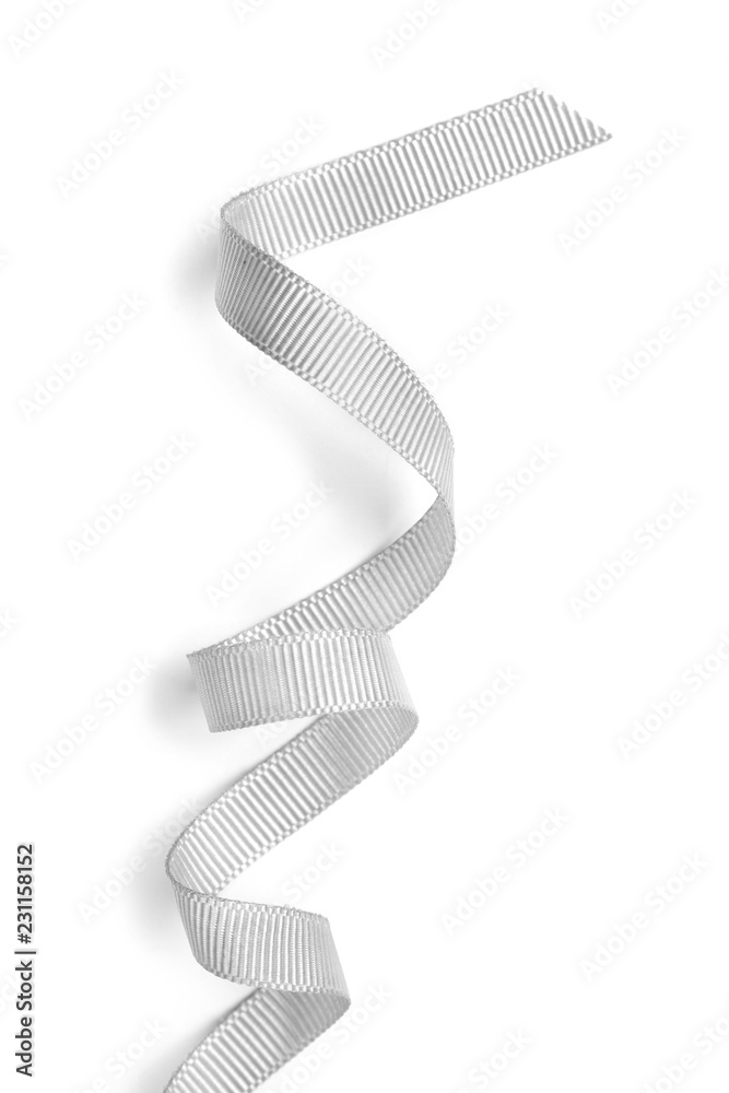 Silver ribbon on white background