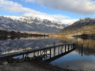 Wall Mural - Pier Wanaka Queenstown lake with pure clear water