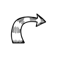 Sticker - arrow icon. Isolated sketch for infographic object on light background.