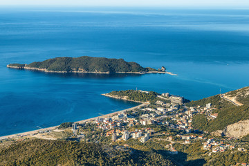 View to the Budva Riviera and the island of St. Nicholas