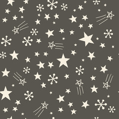 Wall Mural - Seamless pattern of stars and snow