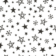 Wall Mural - Seamless pattern of stars and snow