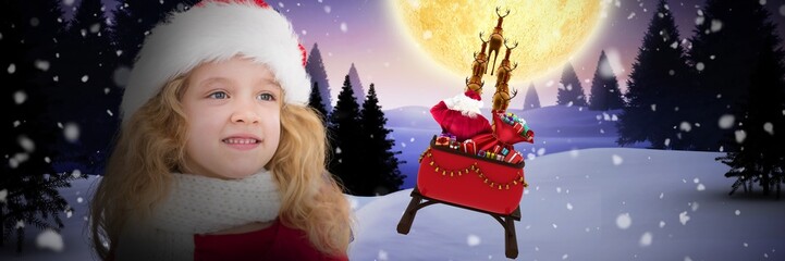 Poster - Composite image of cute girl in santa hat