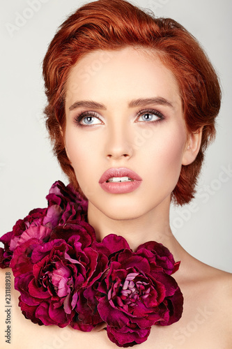 Beauty Fashion Ginger Girl With Peony Flowers Wreath Glamour Sexy Woman With Perfect Trendy Makeup Pink Lips Blue Eyes Beauty Trends Salon Spring Summer Portrait Stock Photo Adobe Stock Beauty Fashion Ginger Girl With Peony Flowers Wreath Glamour Sexy Woman With Perfect Trendy Makeup Pink Lips Blue Eyes Beauty Trends Salon Spring Summer Portrait Stock Photo Adobe Stock