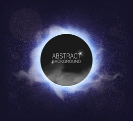 Aufkleber - Vector abstract background with smoke place for text and starry sky, lines and particles. Illustration suitable for a design. Vector template